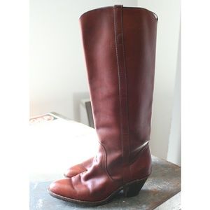 Frye Boots Tan Leather Tall Cowboy short heel